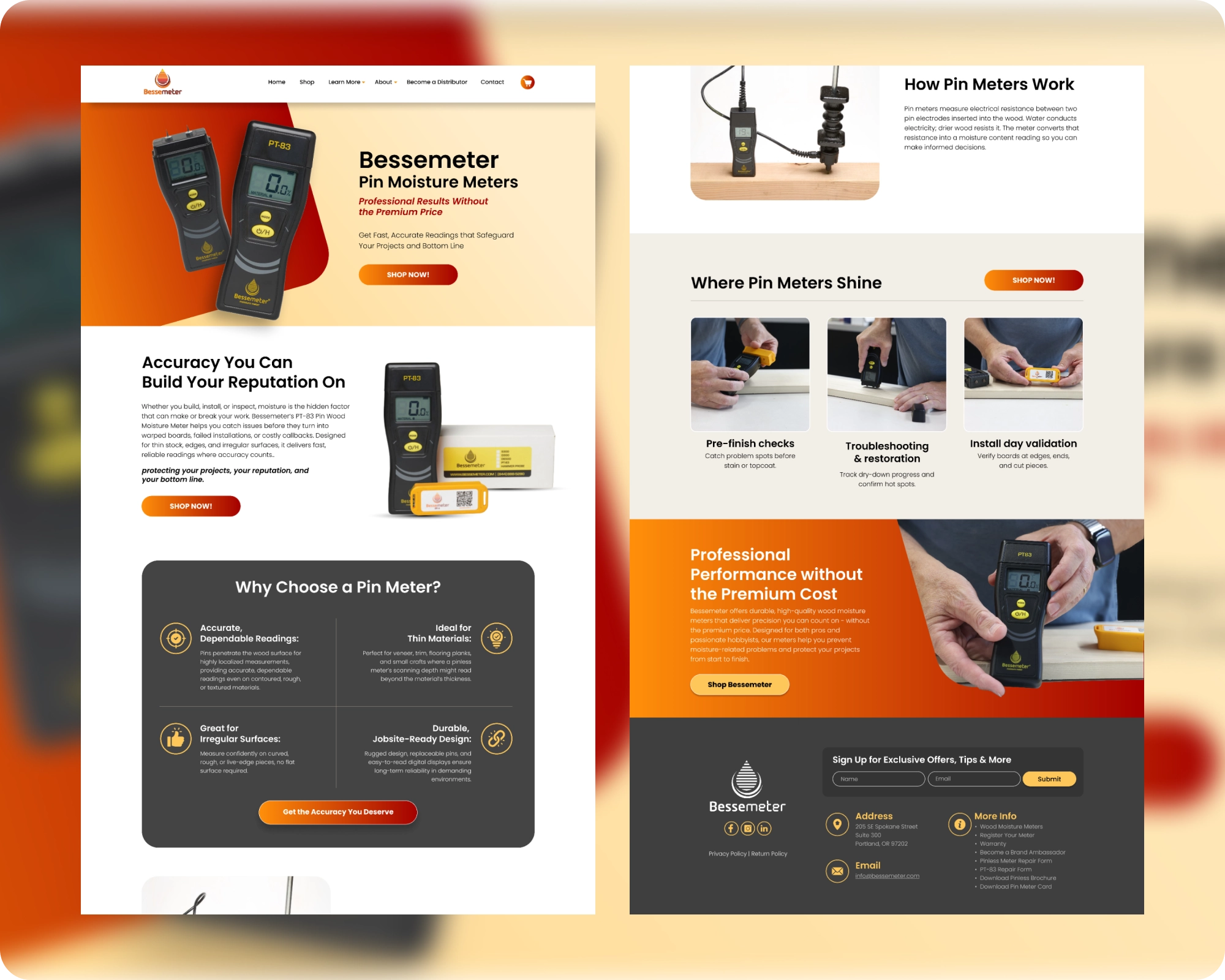 Bessemeter pin moisture meter business website design