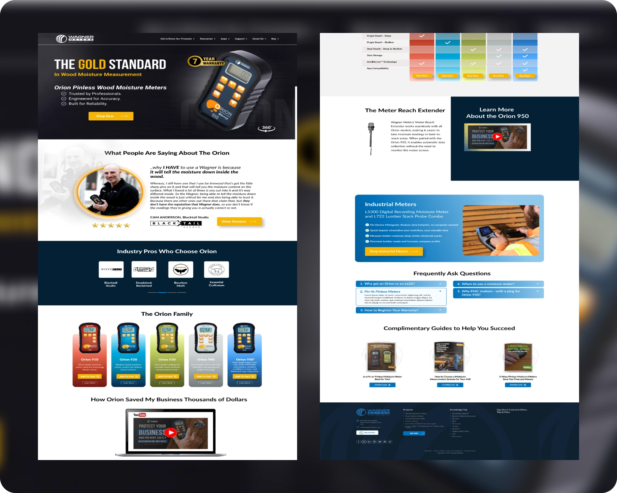 Wagner Meters Orion pinless moisture meter website design