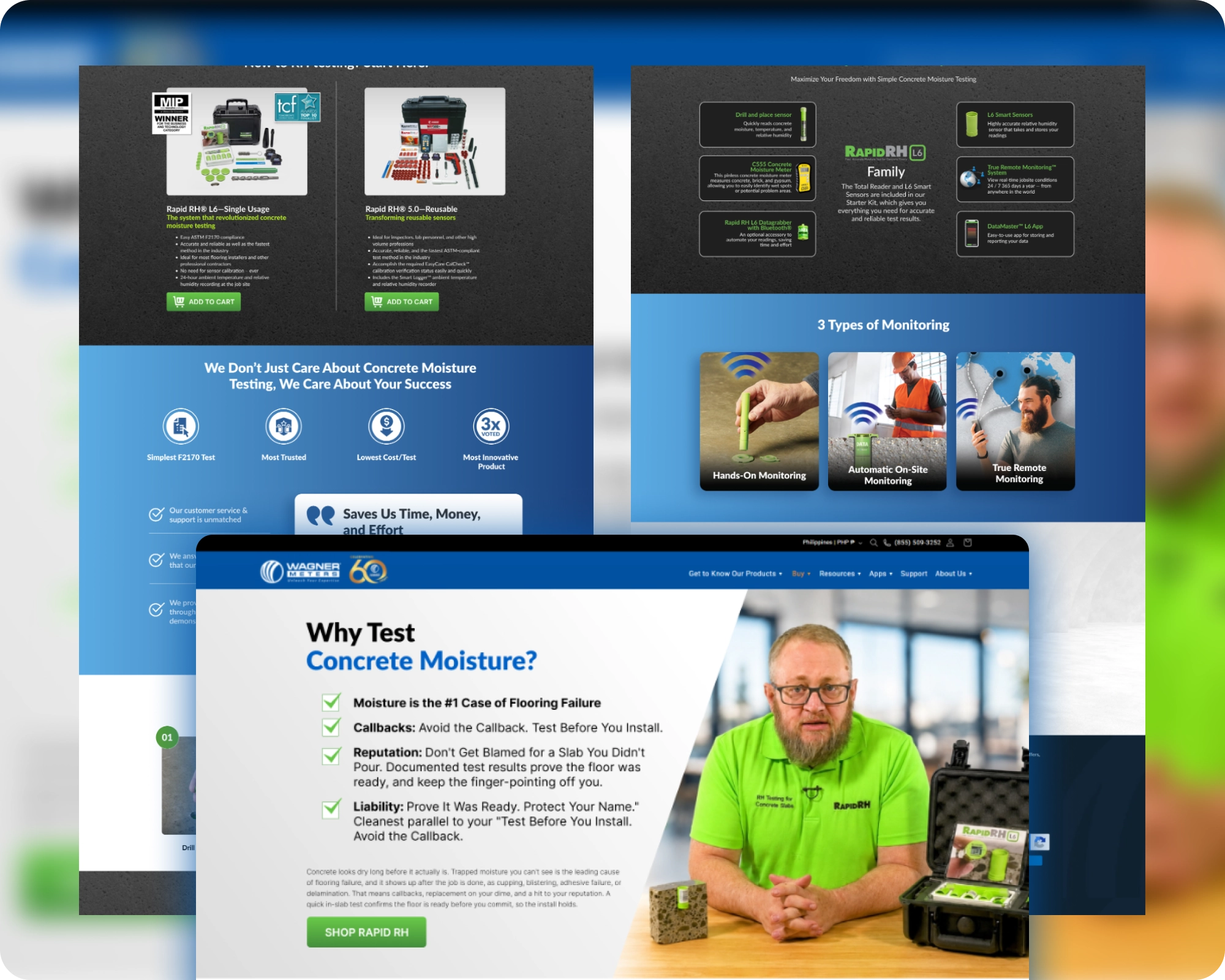 Wagner Meters Rapid RH concrete moisture testing website design